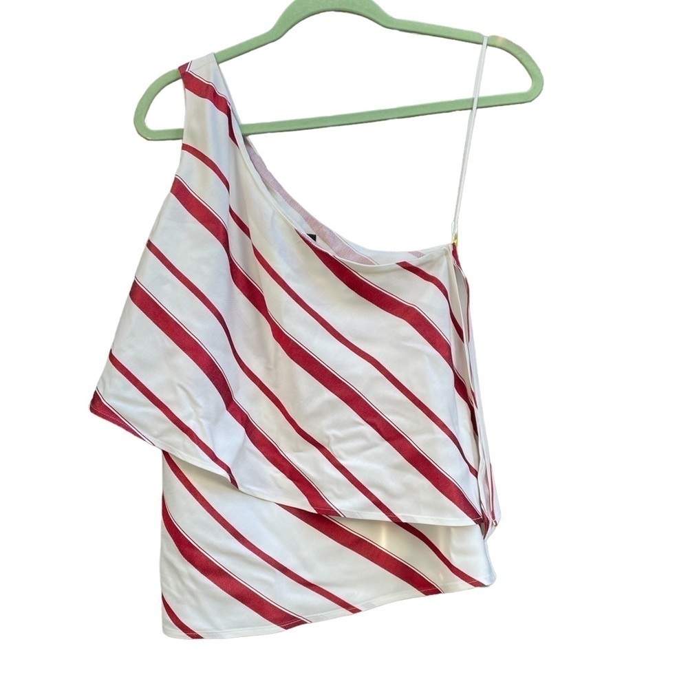BANANA REPUBLIC ONE SHOULDER STRIPED ASYMMETRICAL BLOUSE